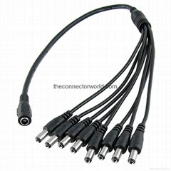 CFTW 1 to 8 DC Power 5.5 x 2.1 mm Female to Male DC Power Y Splitter Cable 