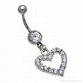 Single Heart Body Piercing Belly Ring 1