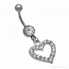 Single Heart Body Piercing Belly Ring