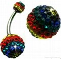 surgical steel rainbow belly ring
