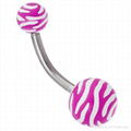 Zebra stripe acrylic navel ring 1