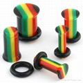 Rainbow single flared plug piercing 1