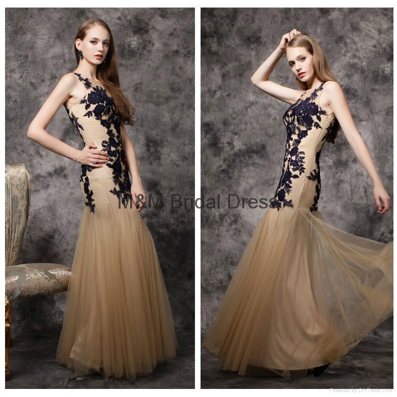 Modest Lace Sweep-Train Sleeveless Prom Dress 3