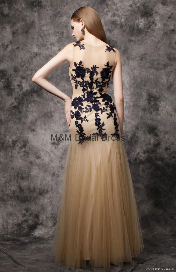 Modest Lace Sweep-Train Sleeveless Prom Dress 5