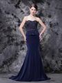 Elegant Navy Blue Lace Evening Gowns