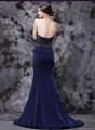 Elegant Navy Blue Lace Evening Gowns Appliques Chiffon Long Prom Dresses 4