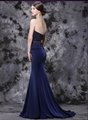 Elegant Navy Blue Lace Evening Gowns Appliques Chiffon Long Prom Dresses 3