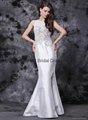 Mermaid White Modern Beads Sleeveless Sweep-Train Sweetheart Prom Dress 2