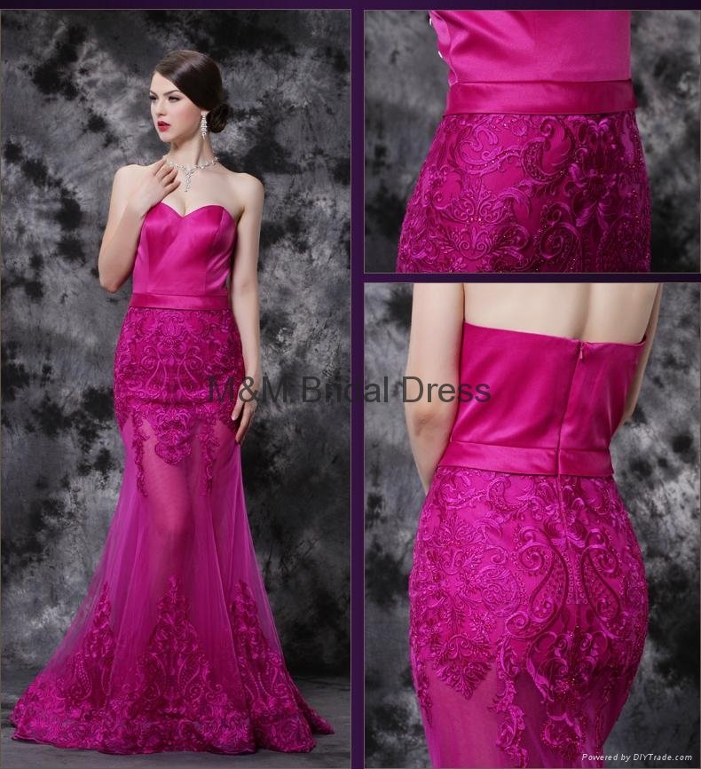 Pink Gorgeous Sweetheart Sheath A-Line Long Strapless Evening Dresses 5