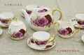 骨質瓷茶具15頭 金鹿陶瓷 骨質瓷 咖啡套裝 茶套裝 玫瑰花茶具 3