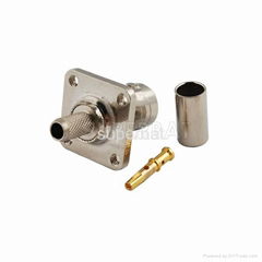 BNC Jack Female Connector Straight 4 Hole Flange Crimp LMR-195