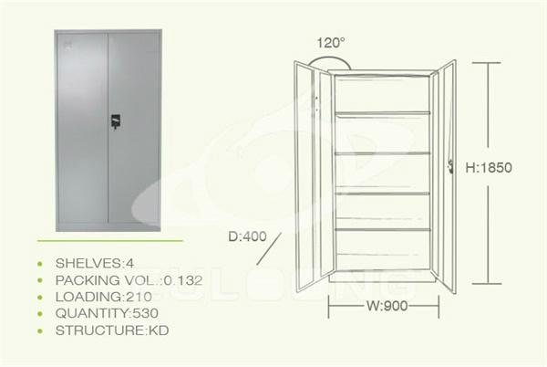 Key lock metal 4 shelves filing cabinet adjustable steel cupboard locker 4
