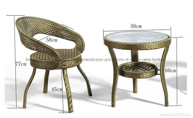 golden PE rattan chair set  5