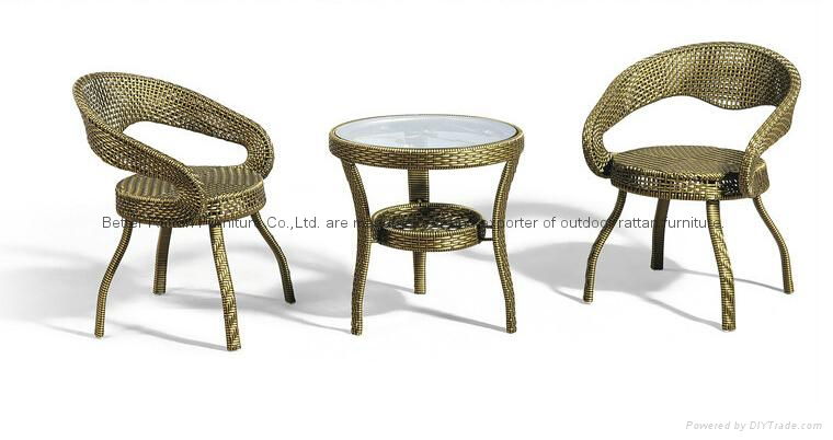 golden PE rattan chair set 