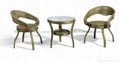 golden PE rattan chair set 