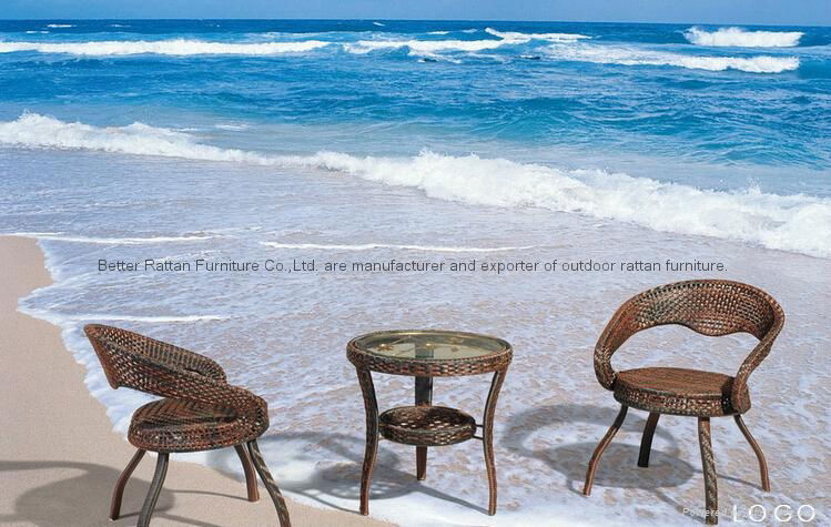 golden PE rattan chair set  4