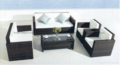 outdoor PE rattan sofa set with soft cushions