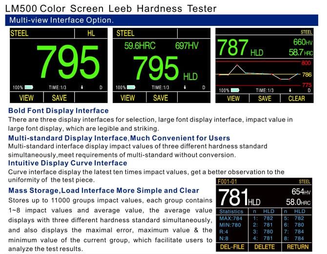 Portable Leeb Hardness Tester Meter LM500 Digital Color Screen Durometer 4
