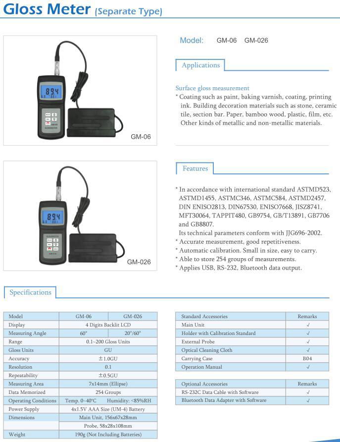 Gloss Meter GM-06 0.1-200GU 60 Degrees Ceramics Marble Plastics Gloss Tester 3