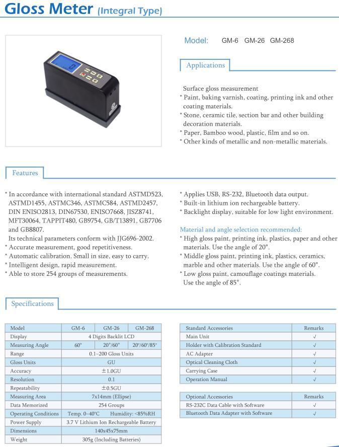 Gloss Meter 20 60 Degrees Angle 0.1-200Gu Paint Printing ink digital Glossmeter 3