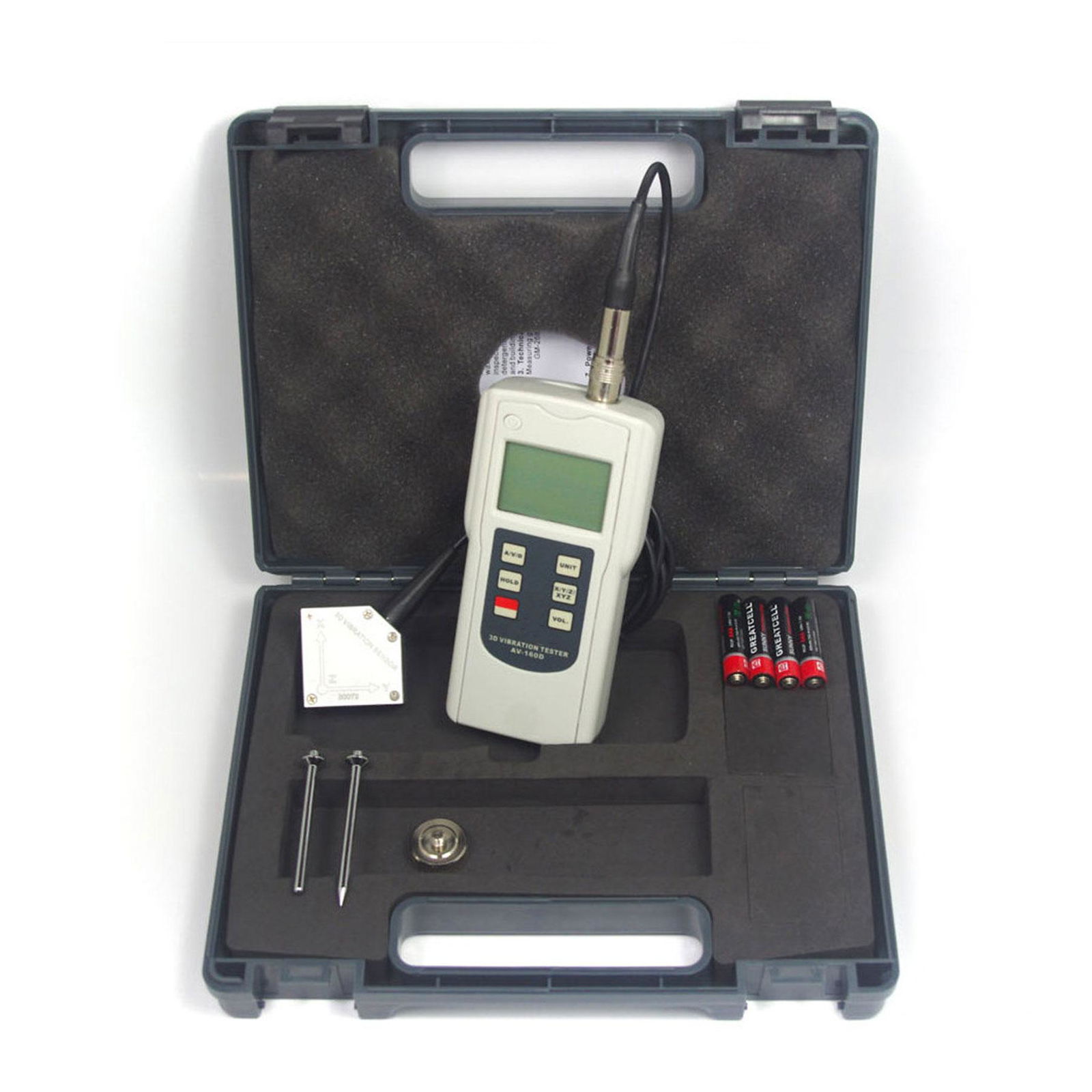 AV-160D 3D Vibration Meter 3-Axis Piezoelectric accelerometer Vibration Sensor 4