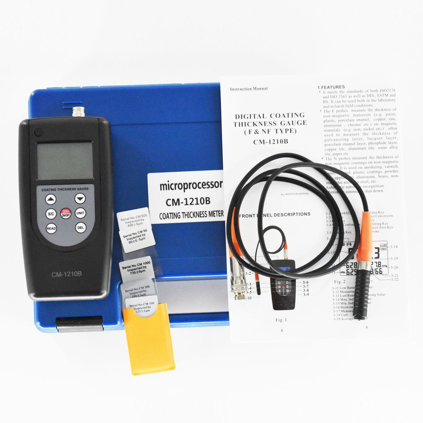 Portable Coating Thickness Gauge Tester CM-1210B Thickness Meter Range 0~2000µm 4