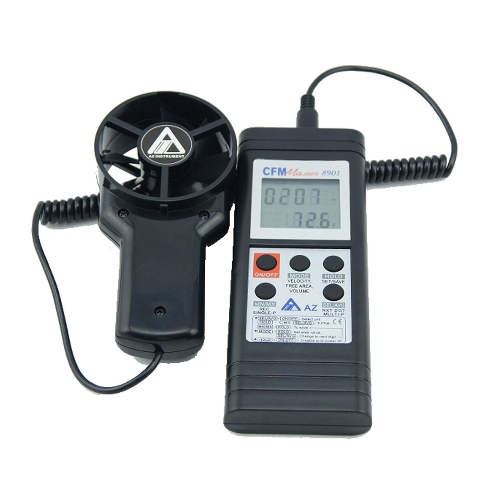 AZ8901 Temperature Anemometer Air velocity Wind Speed Meter Fan Air flow tester 4