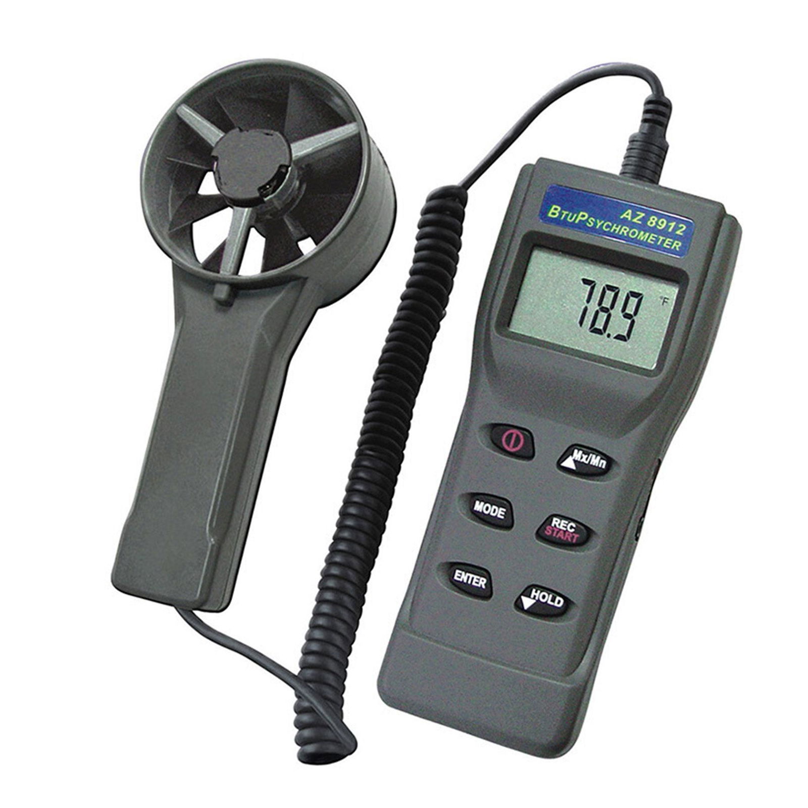 AZ8912 Remote Fan BTU Air Flow Meter with Humidity Wind Speed Meter Anemometer 3