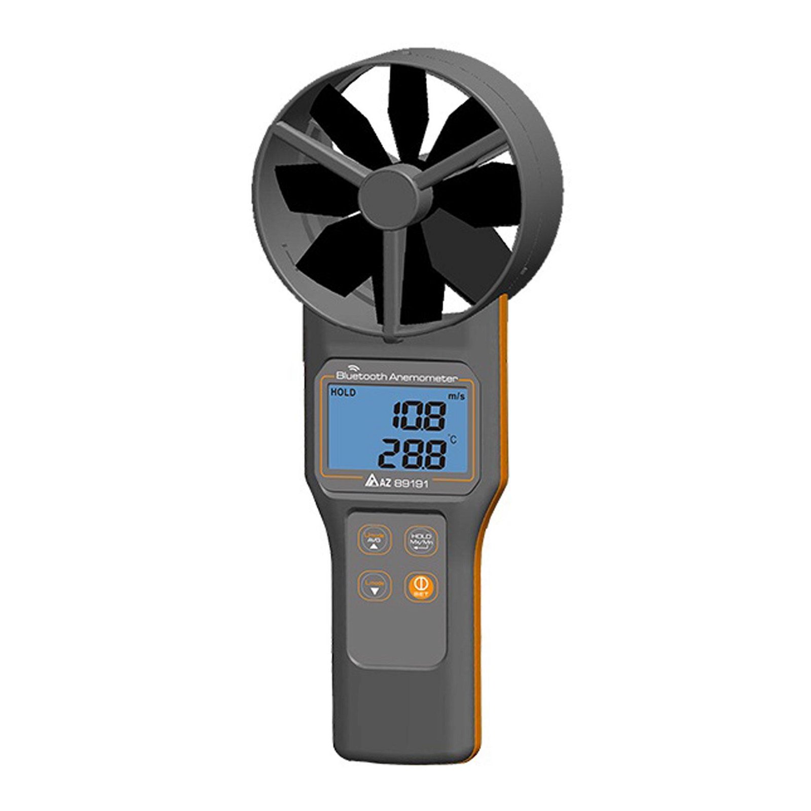 Bluetooth Temp RH Anemometer AZ89171 10 cm Vane Anemometer Wind Velocity Meter