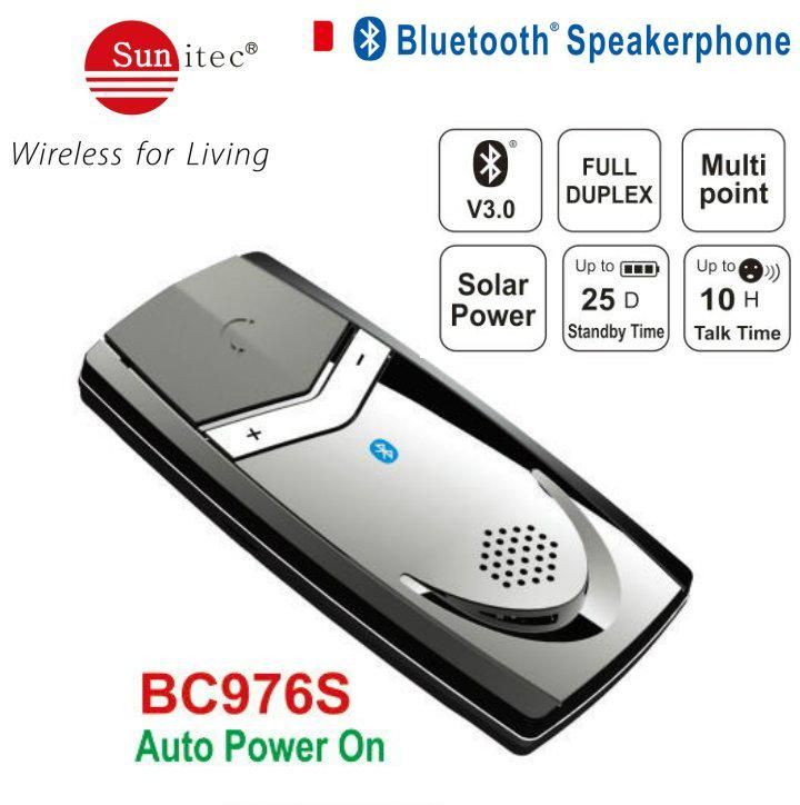 Solar Auto power on Bluetooth Handsfree Carkit Speakerphone