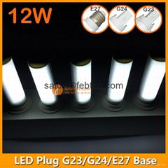 12W LED Plug Lamp G23/G24/E27 Round Shape