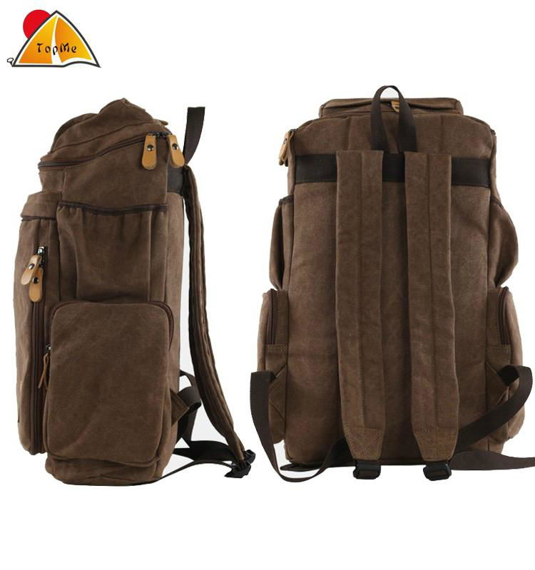 male's shoulder bag canvas bag large capacity bag travel backpack outdoor hiking 3