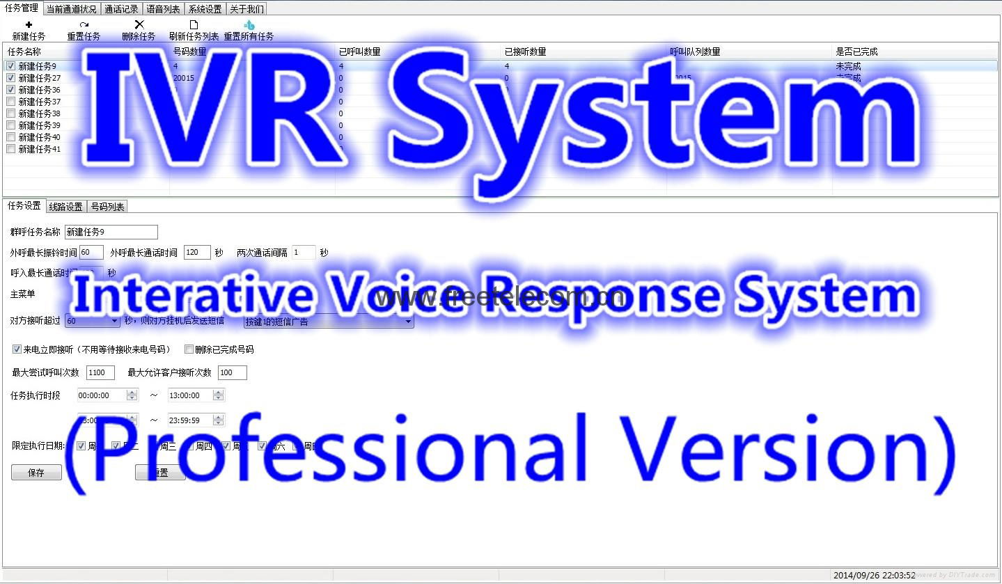 16- Channel/ 4-port /2-way IVR/Auto Dialer System/Call Center/Voice Navigation 