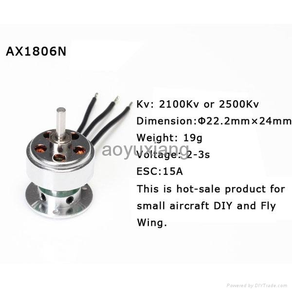 Micro Brushless Motor 2100/2500kv 19g for 150-280g Electric Aircraft (AX-1806N)