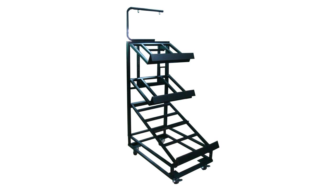 3 Tier Adjustable Shelf Mobile Fruits Display Rack 2