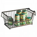 Large Rectangular Stacking Wire Basket, Metal 1