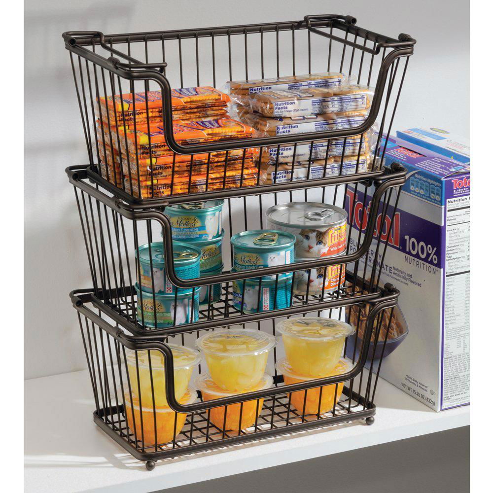 Large Rectangular Stacking Wire Basket, Metal 2