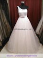 Ball-gown Ivory Fine-netting One-shoulder Floor-length Wedding Dress  