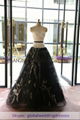 Lace Ivory Strapless A-line Floor-length Wedding Dress black prom dress WD1506-0