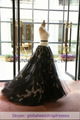 Lace Ivory Strapless A-line Floor-length Wedding Dress black prom dress WD1506-0 2