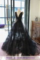 2016 Wedding Dress Black V-neck A-line