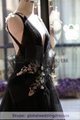 2016 Wedding Dress Black V-neck A-line Floor-length bridal dresses WD1506-004 2