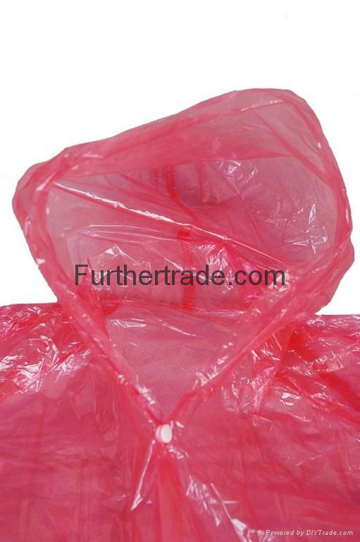 R-1059 PE RED DISPOSABLE LONG LIGHTWEIGHT RAIN JACKET 4