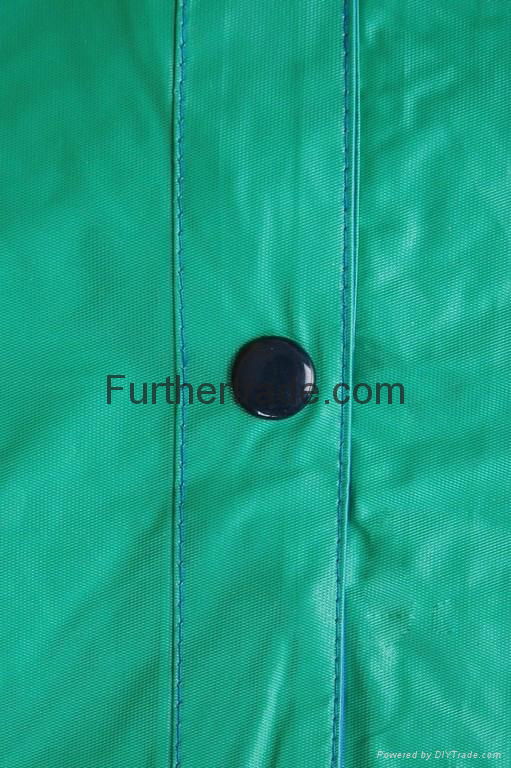 R-1057-1 GREEN AND BLUE REVERSIBLE PVC VINYL RAIN BEST WATERPROOF JACKET 5