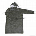 R-24017 GREEN PU LONG RAIN MENS WATERPROOF JACKETS