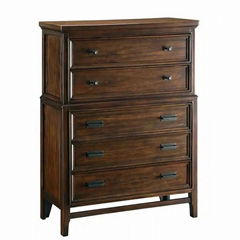 American country style wood bedroom lockers five drawer dresser