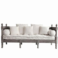 American birch sofa European solid wood sofa leather sleeper sofa