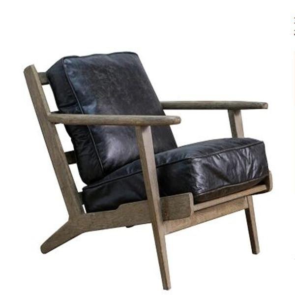 French retro LOFT industrial style solid wood single sofa italian leather sofa