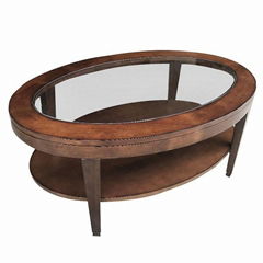 American country style wood hansmeier oval coffee table with lift top