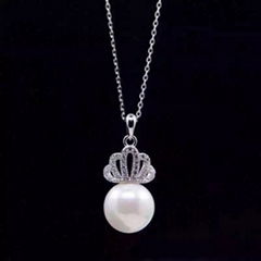 NEFFLY 2016 NEW ARRIVAL 925 SILVER CROWN PEARL Noble lady Pendant necklace FREE 